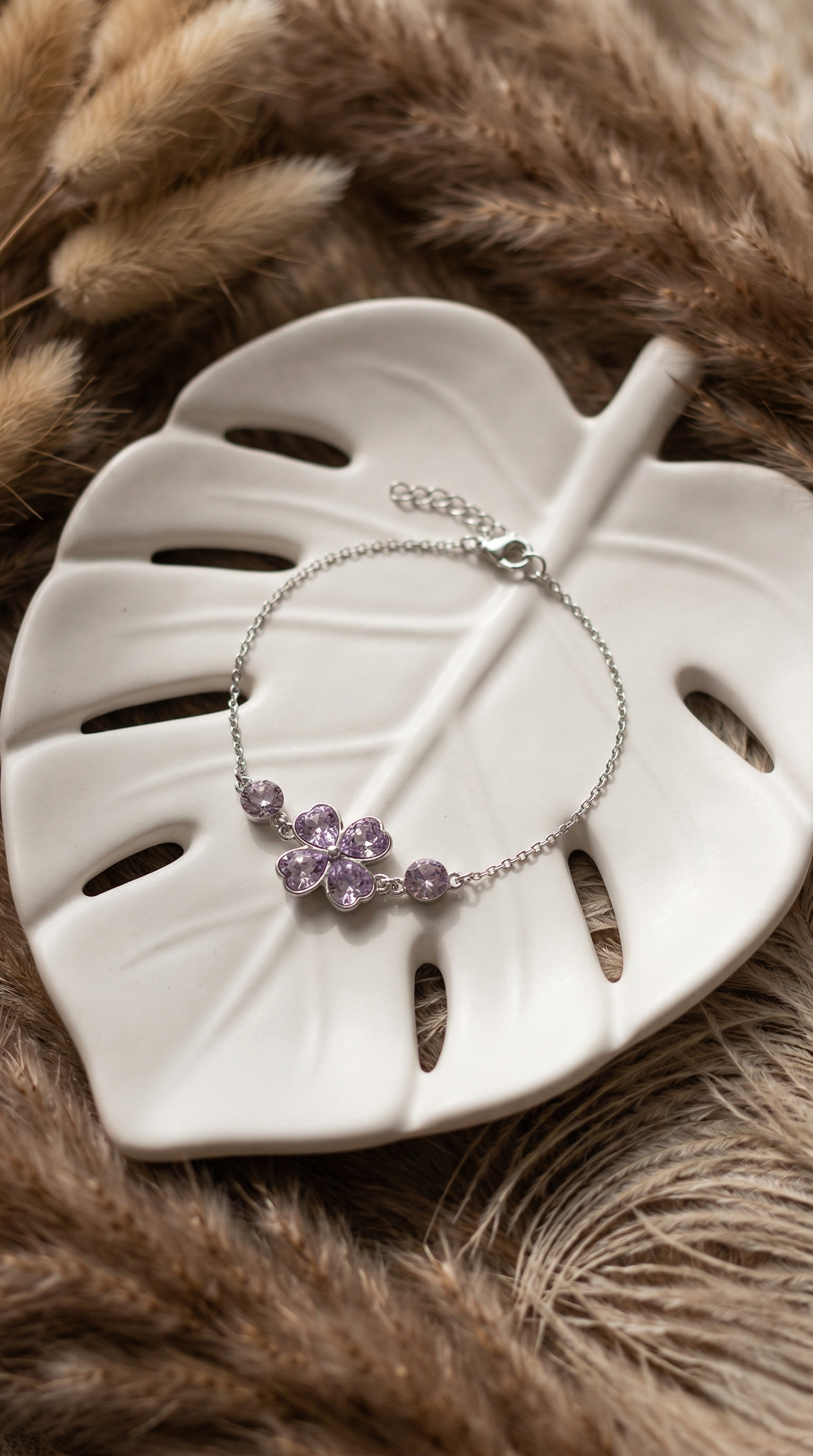 Lavender Bloom Charm Bracelet