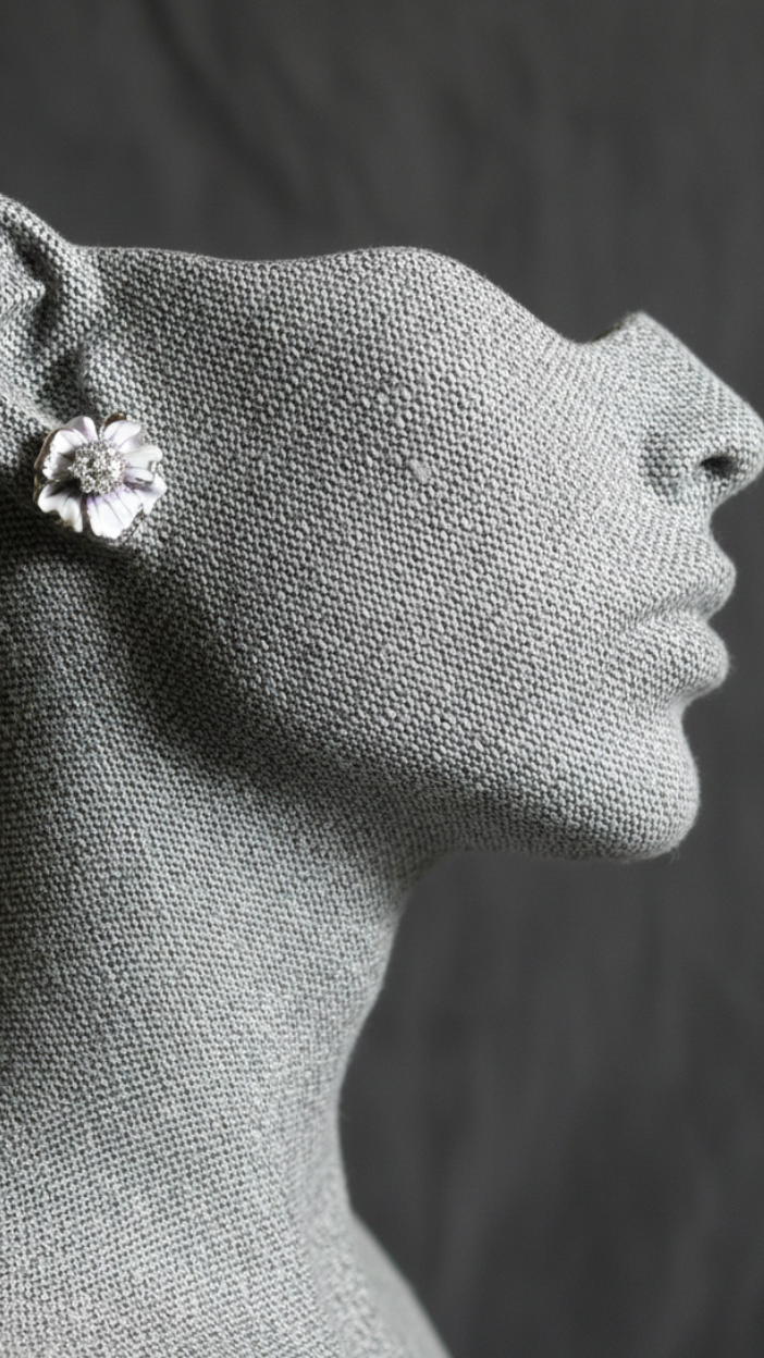 Luxury White Petal Silver Earrings for Girls & Women
