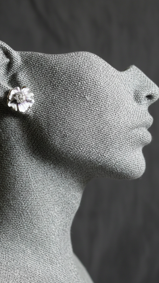 Luxury White Petal Silver Earrings for Girls & Women