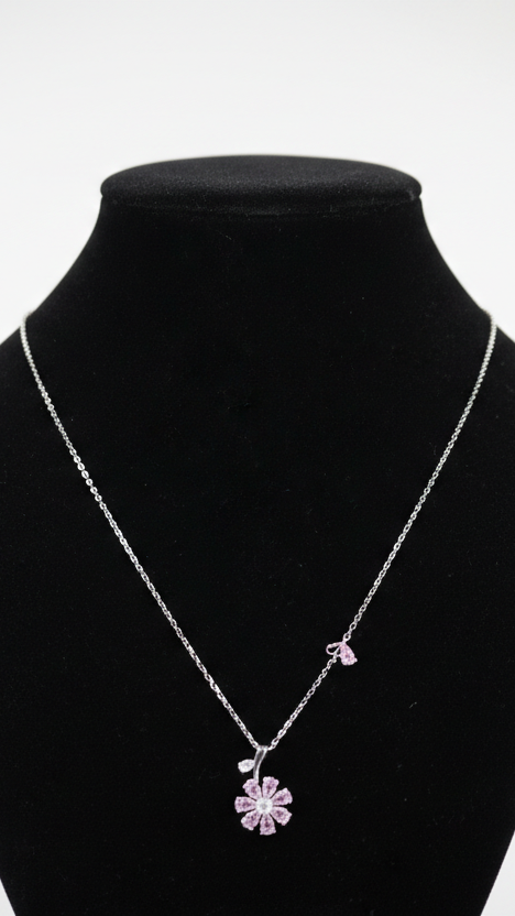 Pink Blossom Sterling Silver Necklace