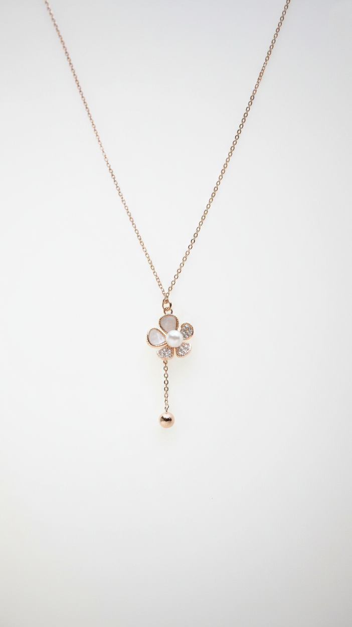 Rose Gold Daisy Drop Necklace