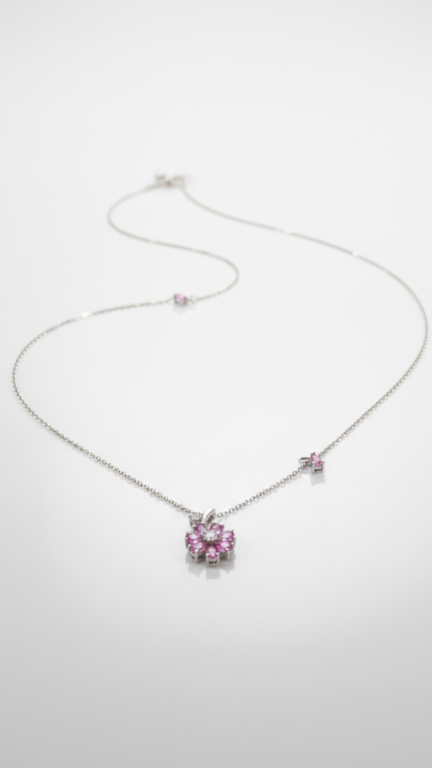 Pink Blossom Sterling Silver Necklace