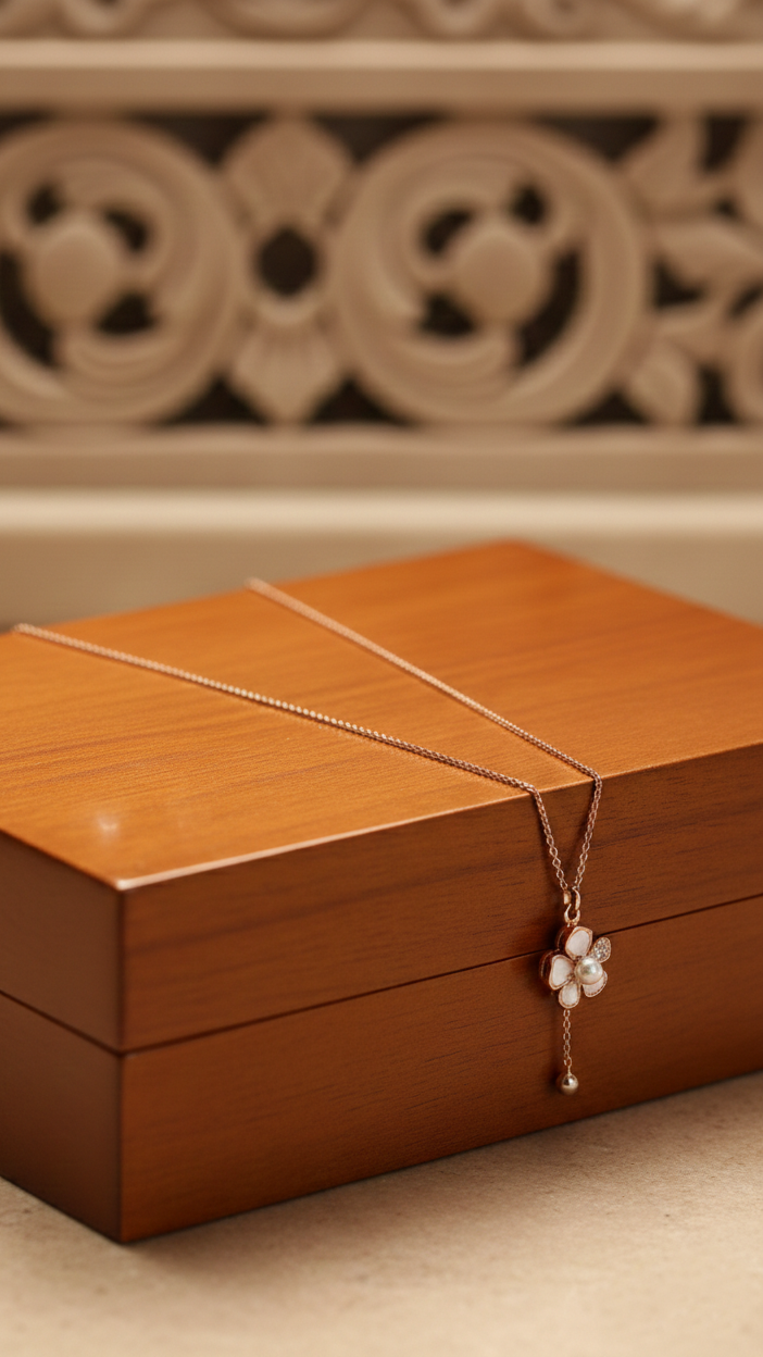 Rose Gold Daisy Drop Necklace